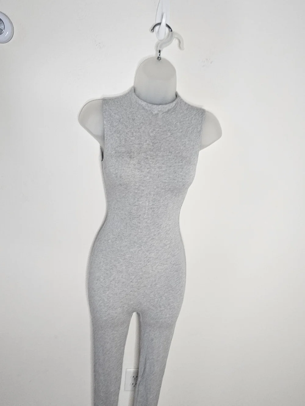 NWT Naked Wardrobe Heather Grey Sleeveless Jumpsuit Mock Neck Bodycon XS - Picture 4 of 10